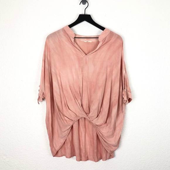 Hummingbird Tie Dye Peach Pink Top Knot High Low - Picture 1 of 5